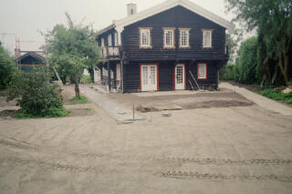 Det nye haveanlæg kommer til at fremhæve den gamle villa, klik for stort format